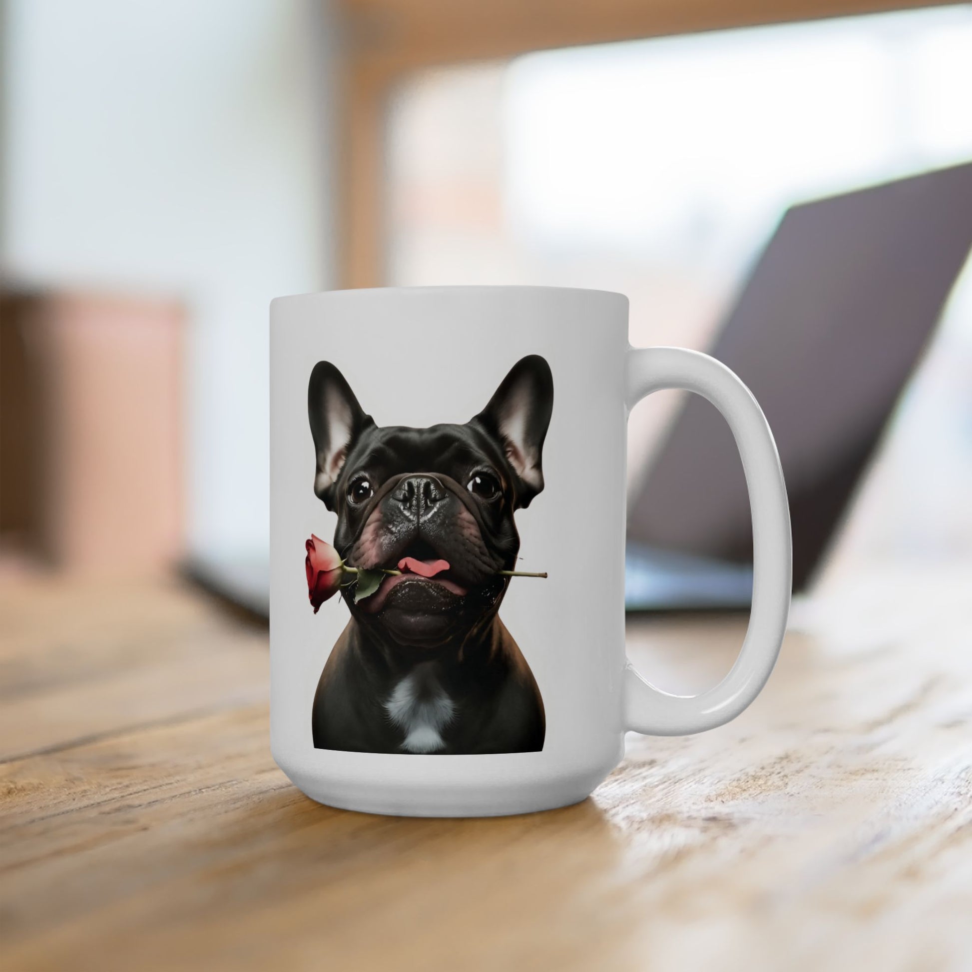 French Bulldog Mug with Rose (11oz & 15oz)