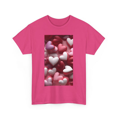 Trendy Women's Graphic "Valentine's Heart Pattern" Tee