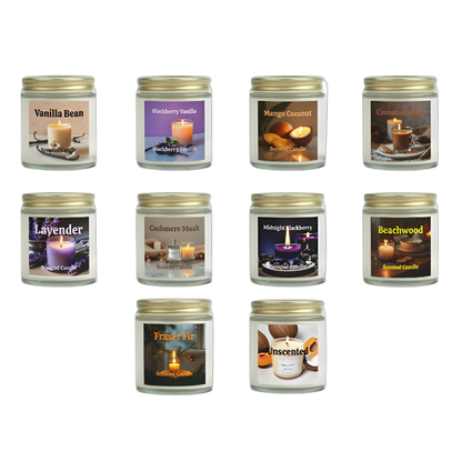 Scented Candles - made with Natural Coconut Apricot Wax (4oz, 9oz)