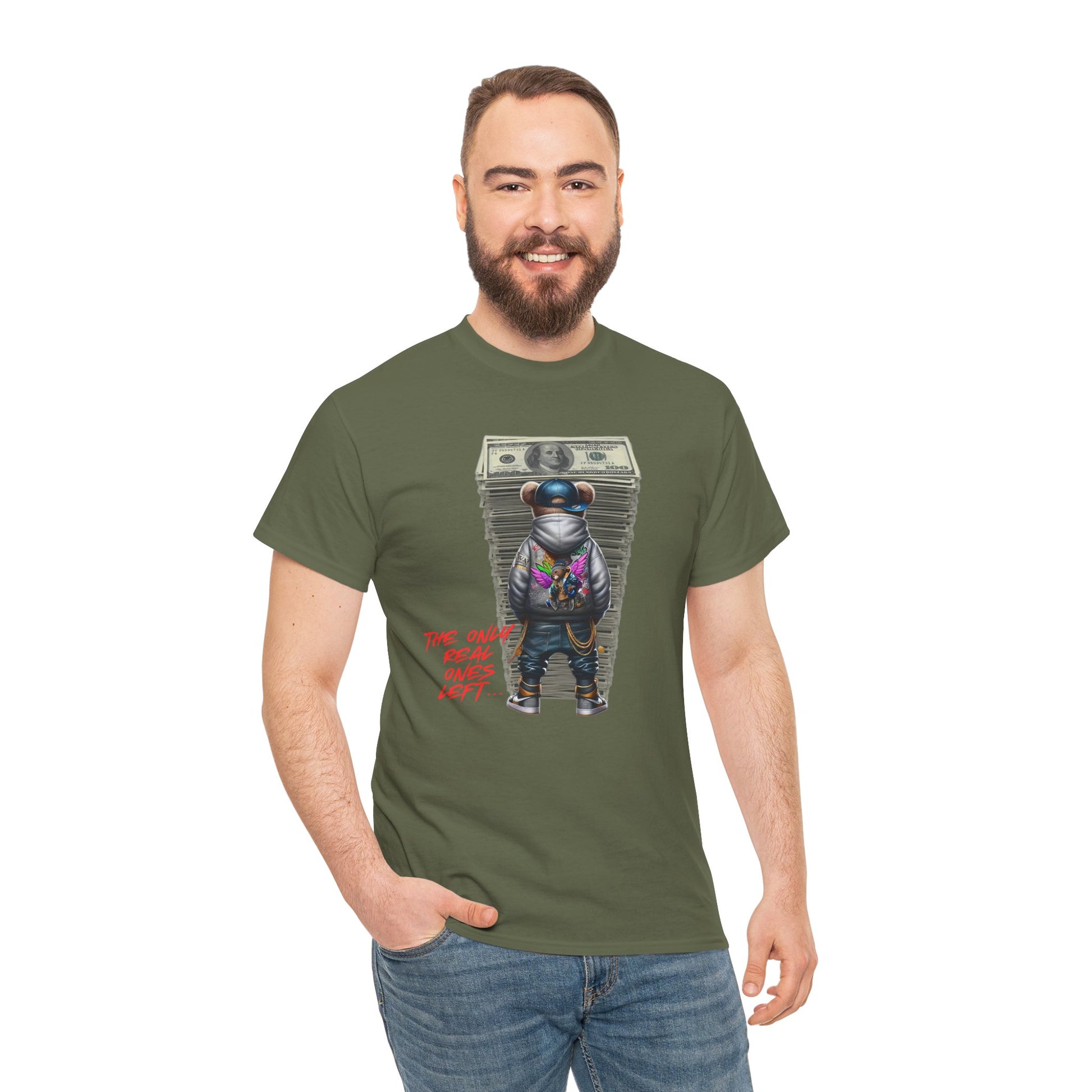 The Only Real Ones Left – Street Bear Stacked Money Graphic Tee