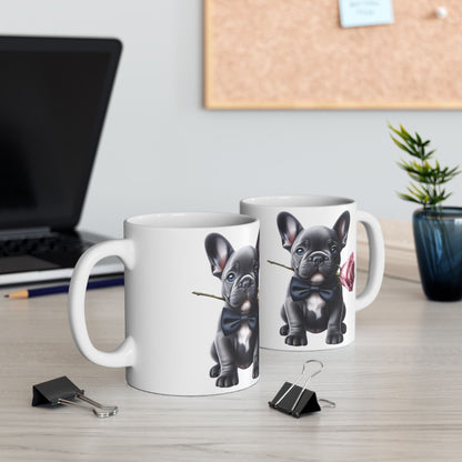 Adorable French Bulldog Mug with Rose (11oz & 15oz)
