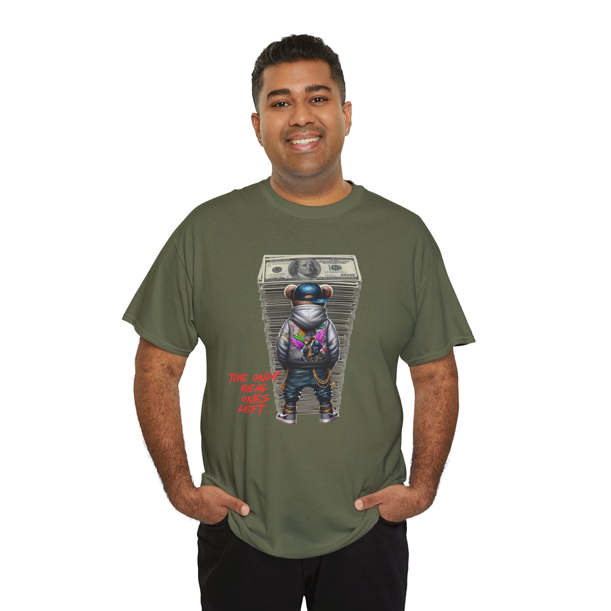 The Only Real Ones Left – Street Bear Stacked Money Graphic Tee