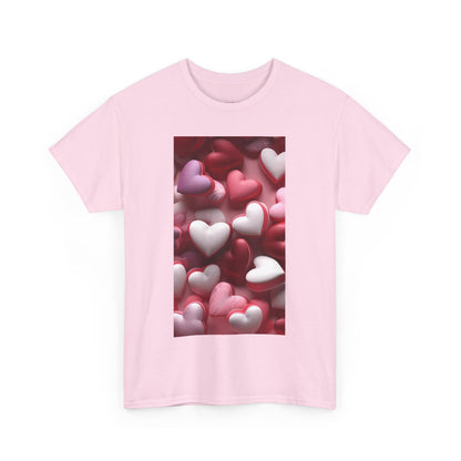 Trendy Women's Graphic "Valentine's Heart Pattern" Tee