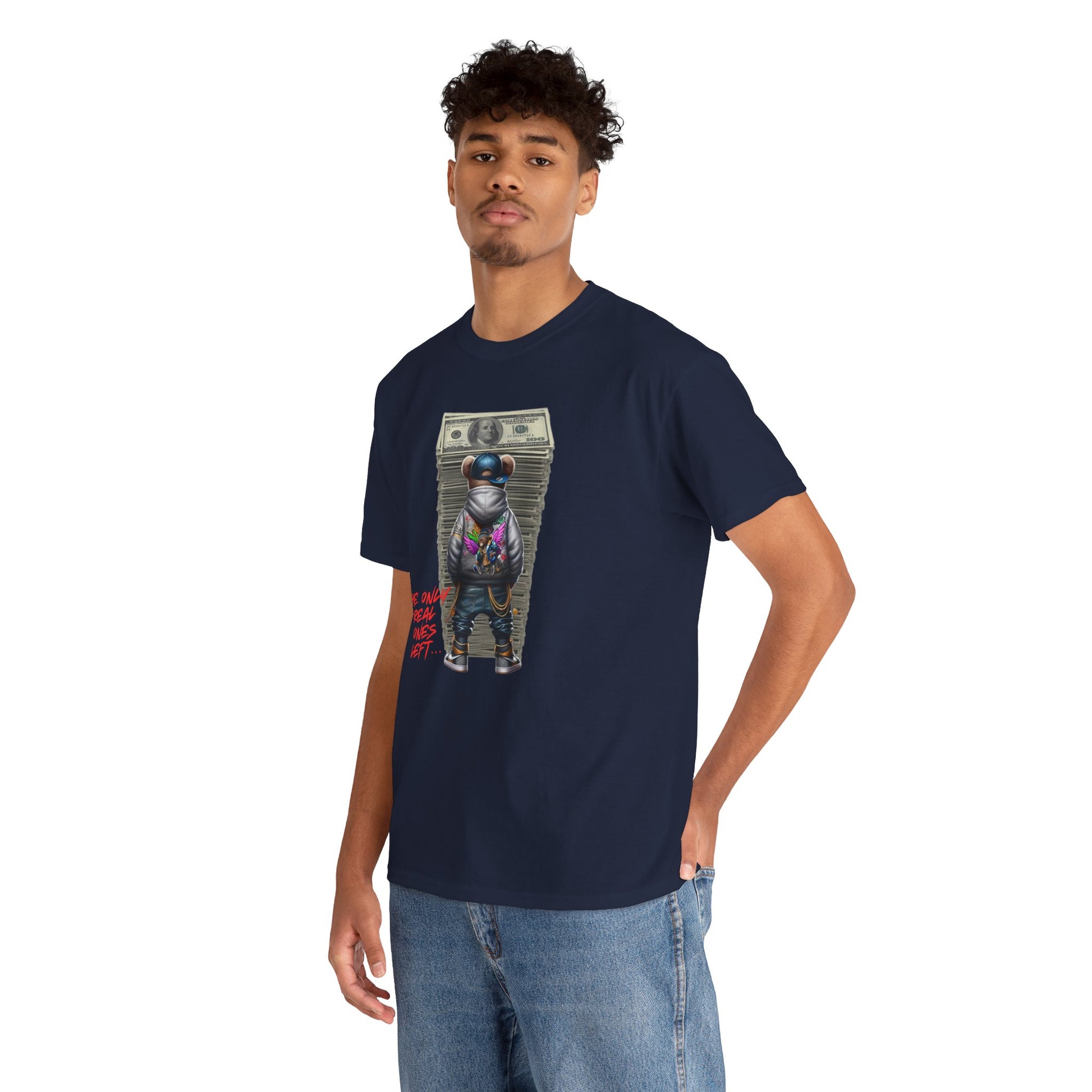 The Only Real Ones Left – Street Bear Stacked Money Graphic Tee