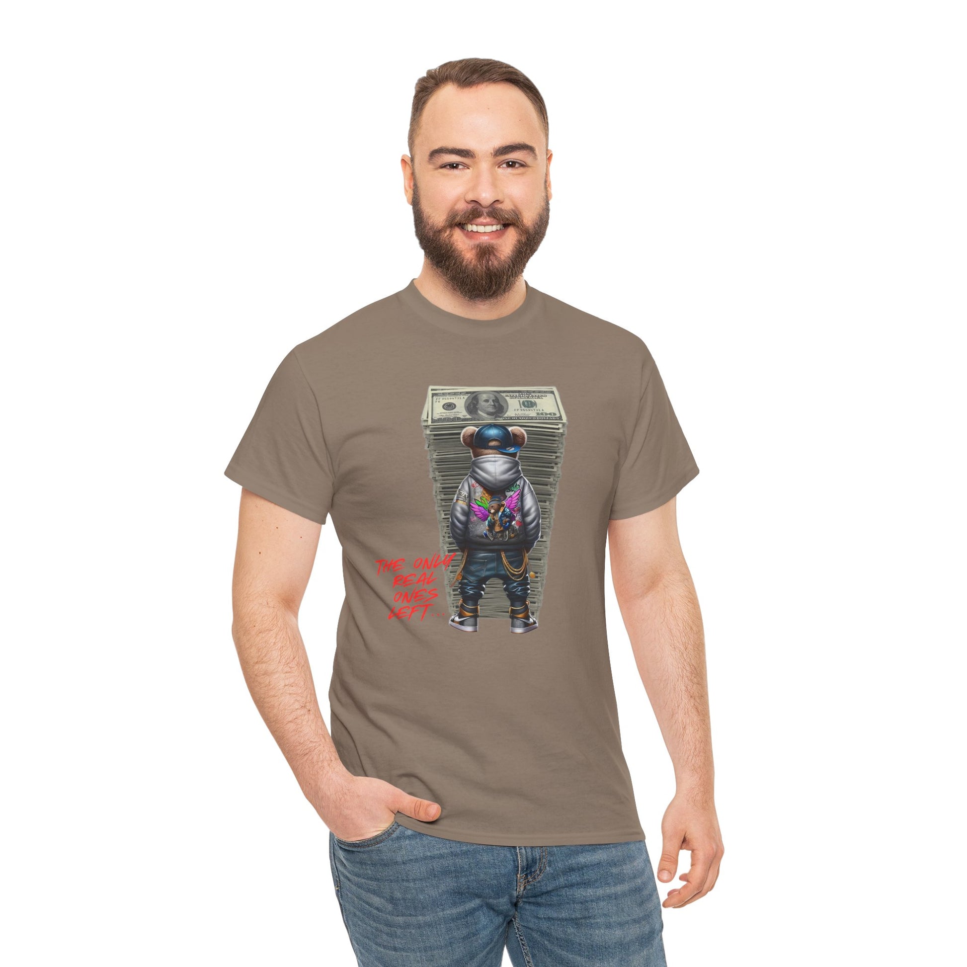 The Only Real Ones Left – Street Bear Stacked Money Graphic Tee