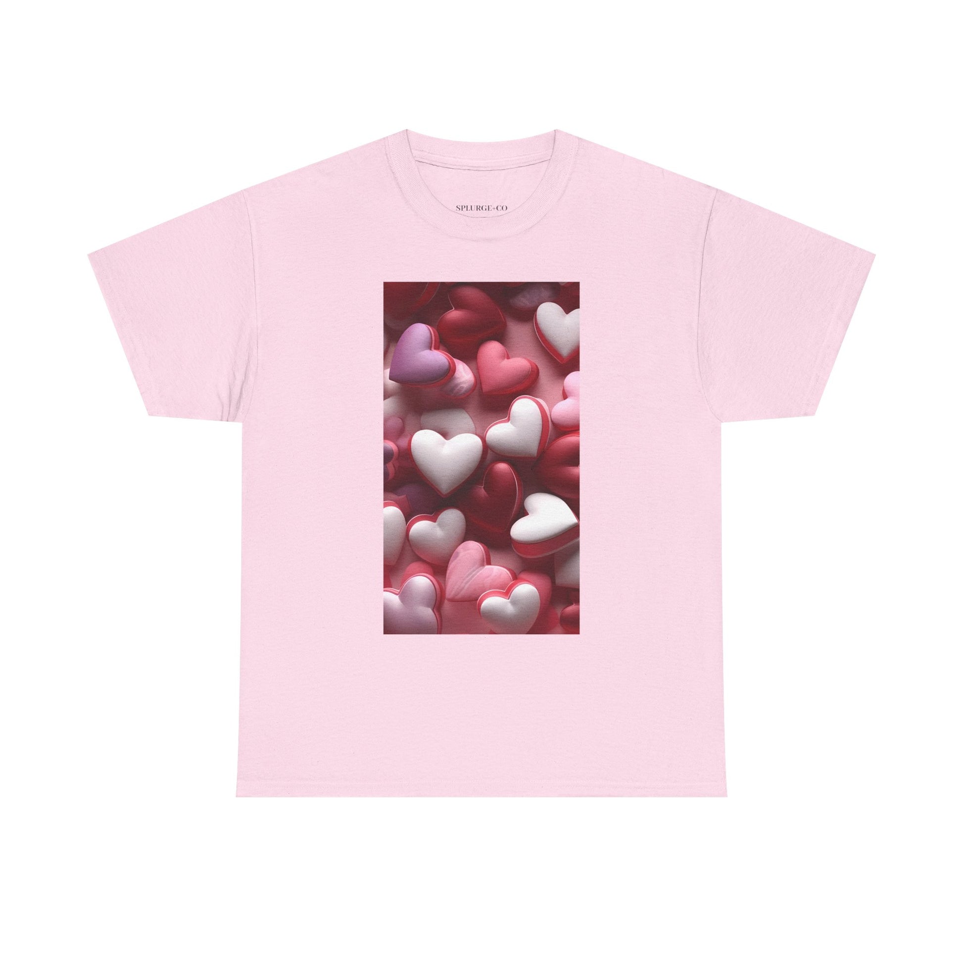 Trendy Women's Graphic "Valentine's Heart Pattern" Tee