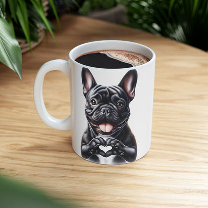French Bulldog Heart Hand Sign Mug (11oz & 15oz)