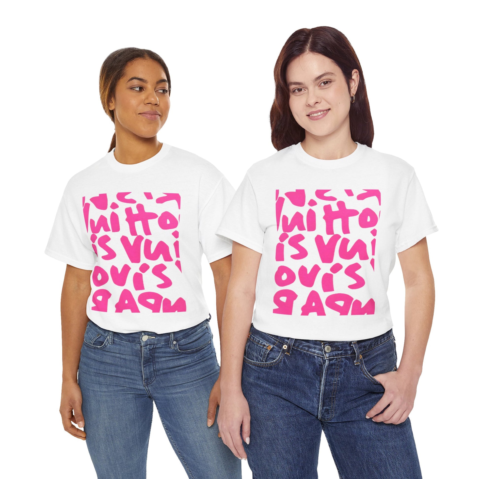 Graphic Women's Tee – Vibrant Pink Typography Design | Bold & Trendy Statement Tee