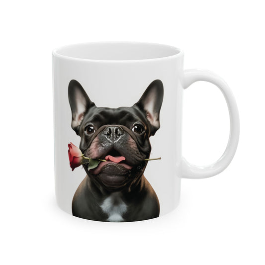 French Bulldog Mug with Rose (11oz & 15oz)