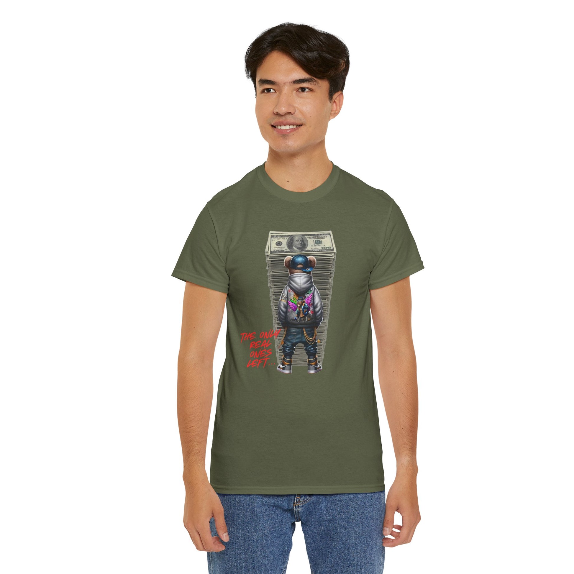 The Only Real Ones Left – Street Bear Stacked Money Graphic Tee