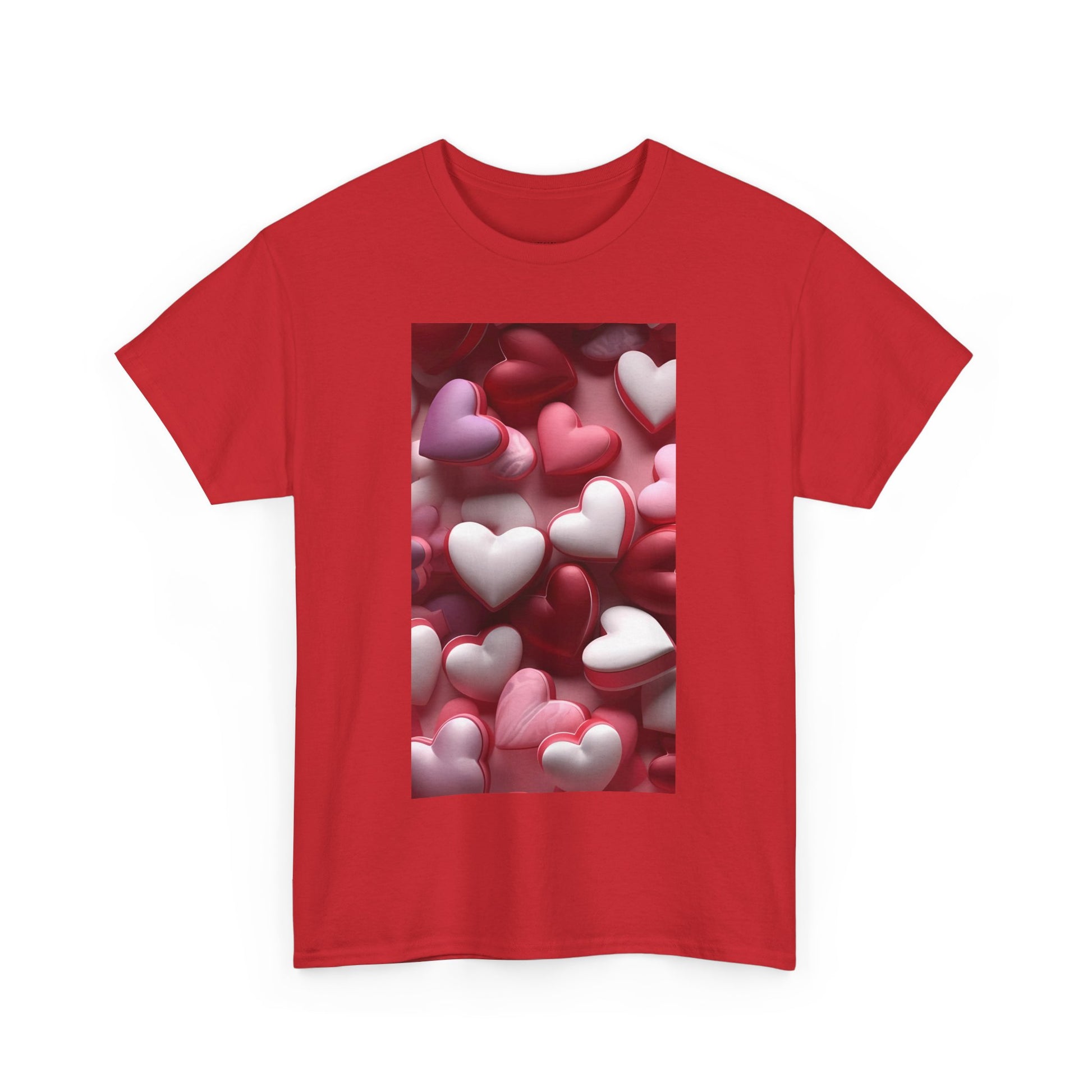 Trendy Women's Graphic "Valentine's Heart Pattern" Tee